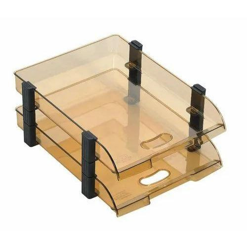 2 Tier Acrylic Desk Organiser For Storing Papers And Other Office Suplies-Transparent