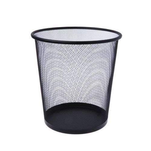Metallic Mesh Trash Can Dustbin-Black