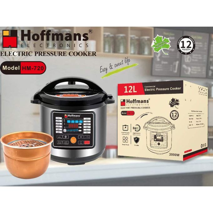 Hoffmans 12L Electric Multifunction Pressure Cooker - Silver
