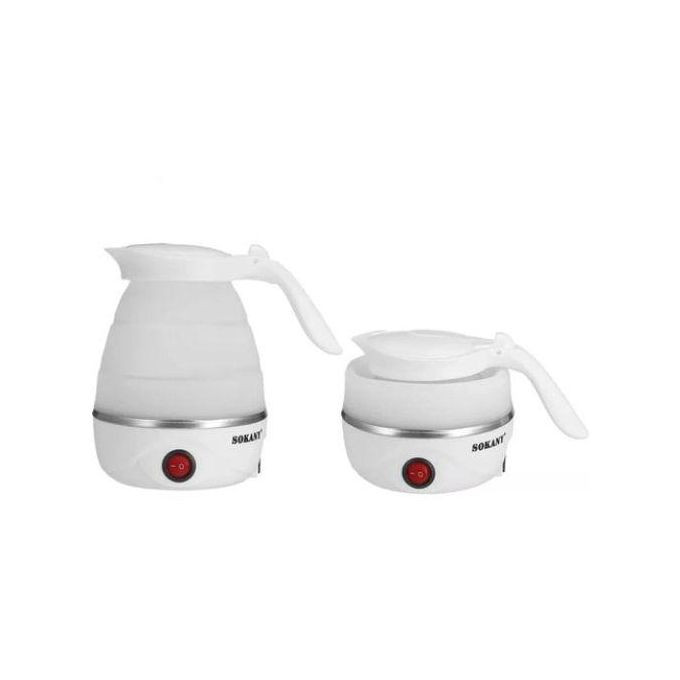 0.6 Litres Portable Expandable And Collapsible Travel Silicone Portable Electric Kettle - White