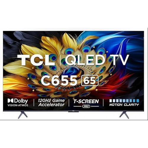 65 Inch 4K QLED Television Set With Clear Detailed Pictures PRO 4K Ultra HD Smart Google TV 65C655, HDR 10+, Dolby Vision Atmos, 120Hz VRR+120Hz DLG, ONKYO 2.1ch, Slim & Uni-body Design