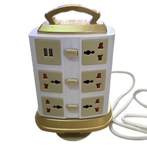 Double Sided Electric Extension With 10 Ways And 4 Usb Slots For Powering Your Electrical Appliances Built With Over Heat Protection - Multicolor
