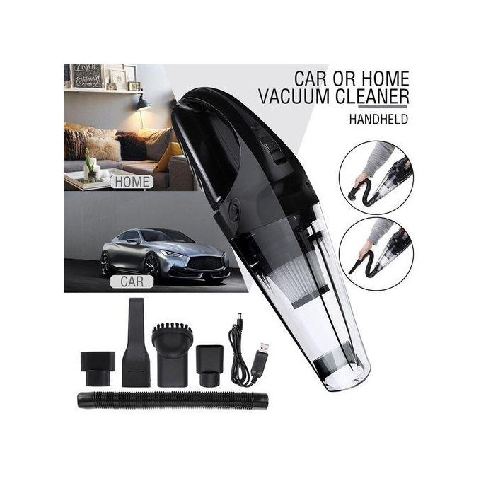 Rechargeable Washable Portable Handheld Vacuum Cleaner Cordless Buster DC12V For Car Kitchen Office Home Pet Hair Dust Cleaning - Black