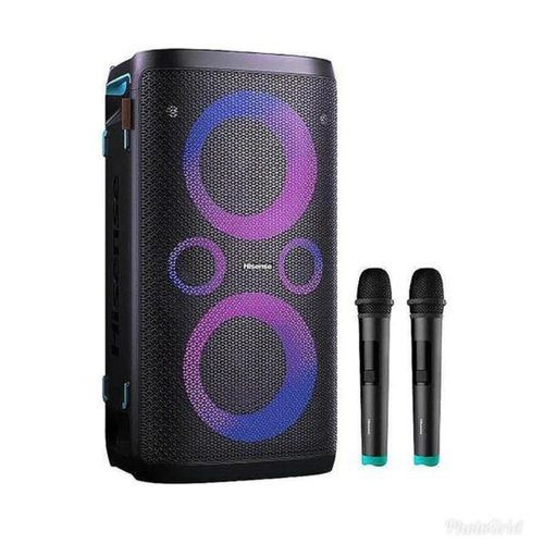 Party Speaker With 2 Microphones 5 Dj Effects Karaoke Mode 5 Dj Effects And 15 Hours of Play Time-Black