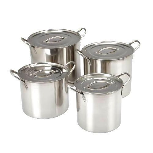 4 Pieces Stainless Steel Stockpots For Serving Food At Functions - Silver