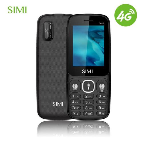 SIMI G420 4G Feature Phone Inclusive Of TikTok YouTube, Facebook, FM Radio, Dual SIM Card Holder + T-card BT 2500mAh 16MB+16MB Memory - Black
