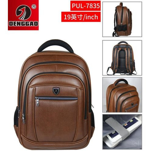 A Genuine Leather Unisex Backpack Fashion Real Rubber Student Backpack With Laptop Provision It's Black In Colour And Designs May Varry