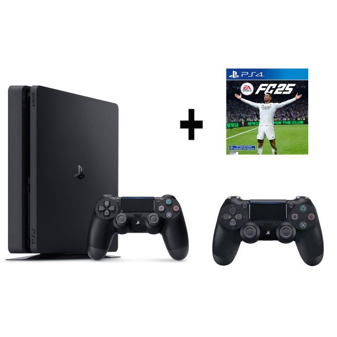 Playstation 4 Slim (PS4) Console with Pre-Installed EA Sports FC 24 - Refurbished - Jet Black