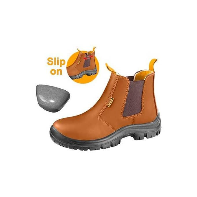 INGCO Slip On Safety Boots - Brown