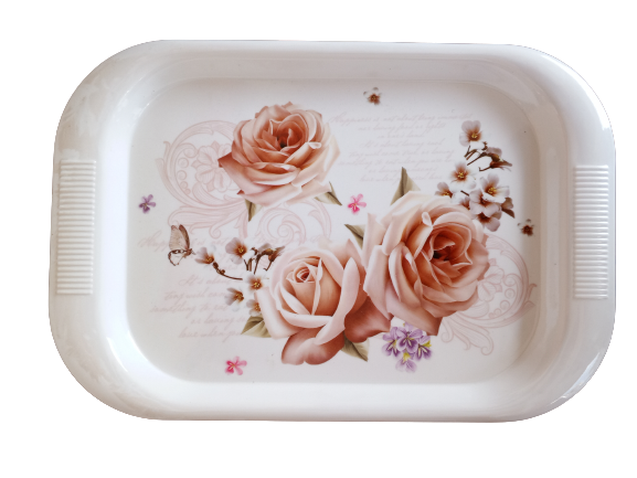 2 Pieces Set Of Beautiful Melamine Trays-White