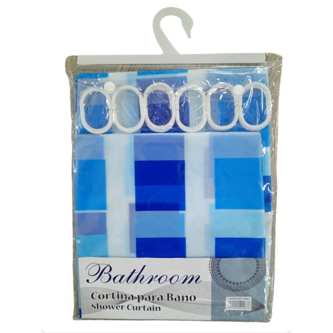 Shower Curtain With Decorative 180cm By 180cm Hooks - Multicolor