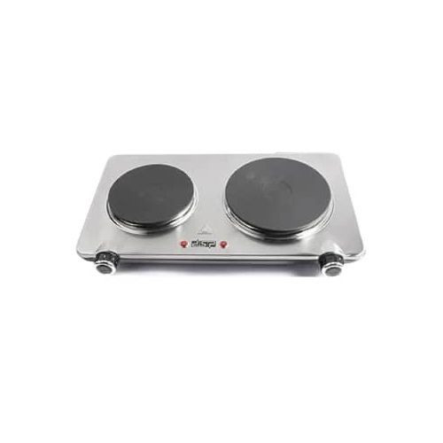 Stainless Steel Electric  Hot Plate With Two Burners-Silver