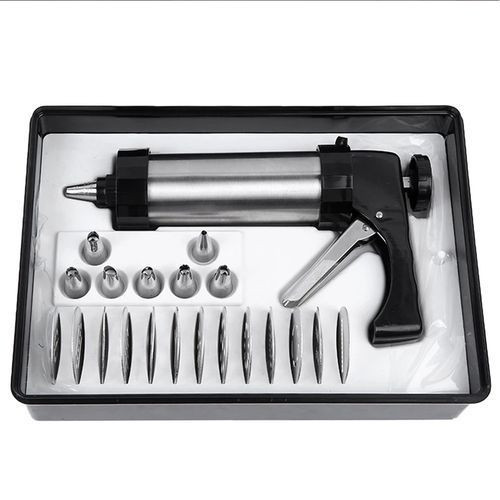 21pc Cookie Press & Icing Sugar Cake Decorating Set - Silver