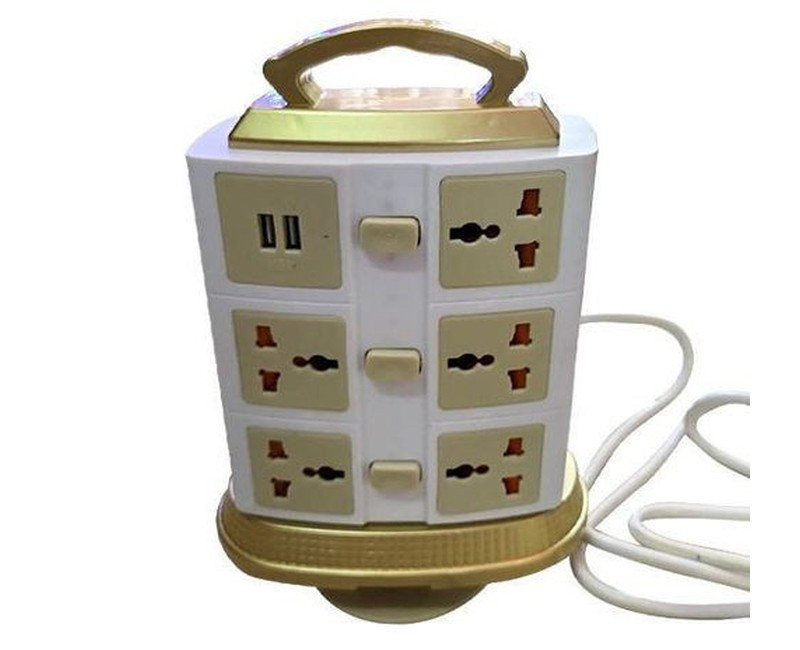 Double Sided Electric Extension With 10 Ways And 4 Usb Slots For Powering Your Electrical Appliances Built With Over Heat Protection - Multicolor