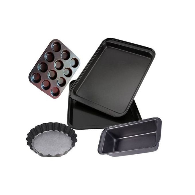 Non Stick Bakeware Cake Moulds Set 5pc - Black