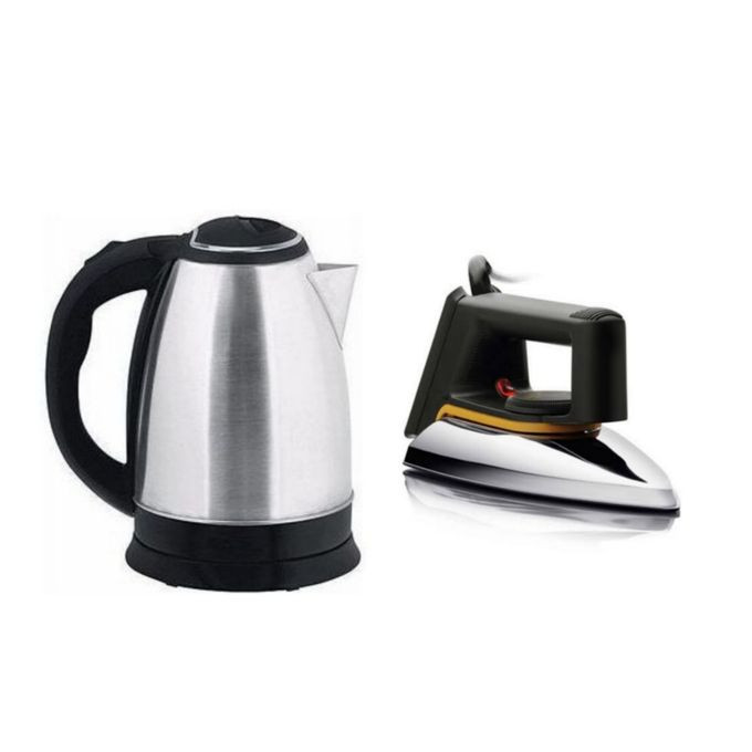 Bundle Of Flat Iron With 2litres Scarlet Kettle - Silver