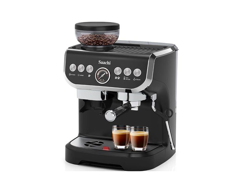 19 Bar High Pressure Pump Coffee Maker Machine 2 Litre- Black Saachi