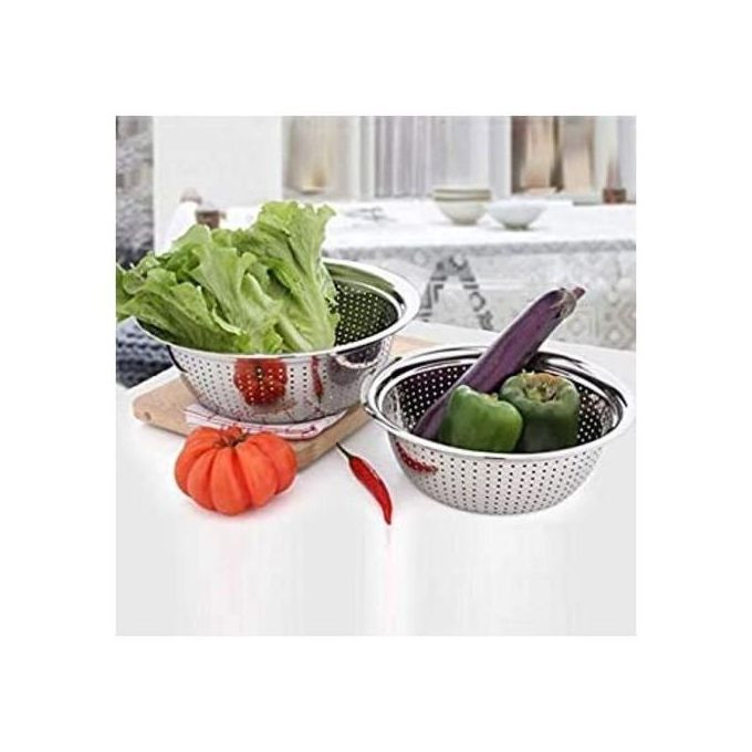 30Cm Rice,Vegetable Washing Strainer/Colander- Silver