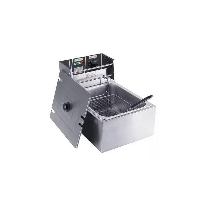 Heavy Duty Stainless Steel Single Electric Deep Fryer, 6 Litres - Silver