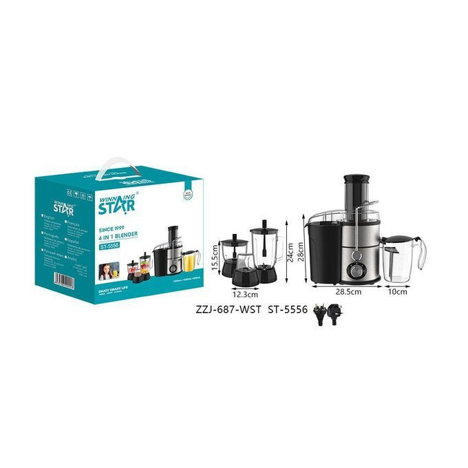 Multifunctional 4 In 1 Blender Juice Extractor Slow Masticating Juicer Machine Food Processor - Multicolor