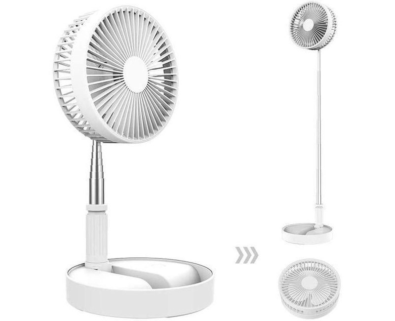 Portable Air Conditioning Fan, Mini Evaporative Air Cooler Table Fan Foldable Telescopic Fan - White