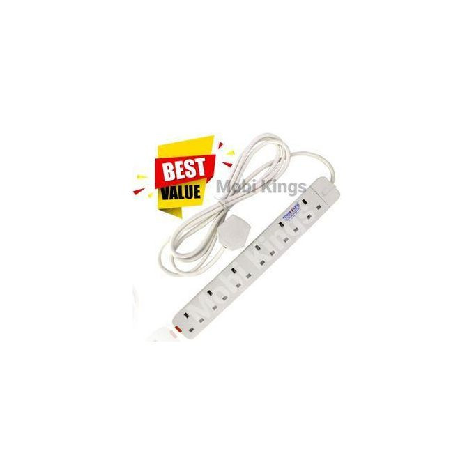 Power King Extension Cable With 6 AC Power Outlets, 13A, And 2 M Long Cable