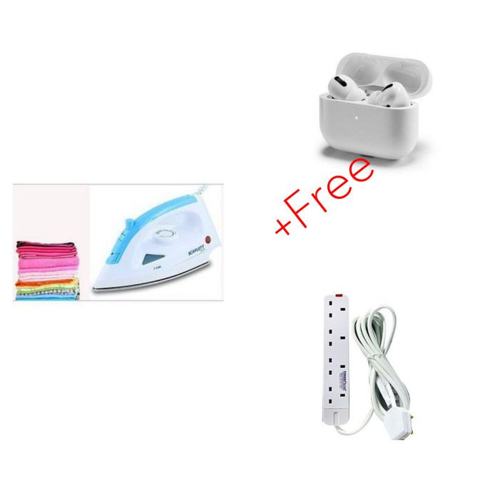 Steam Flatiron and 4way powerking extension cable free airpods pro-WHITE