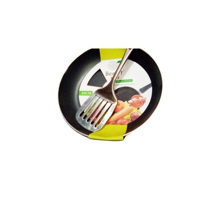 24cm Frying Pan And Spoon - Black