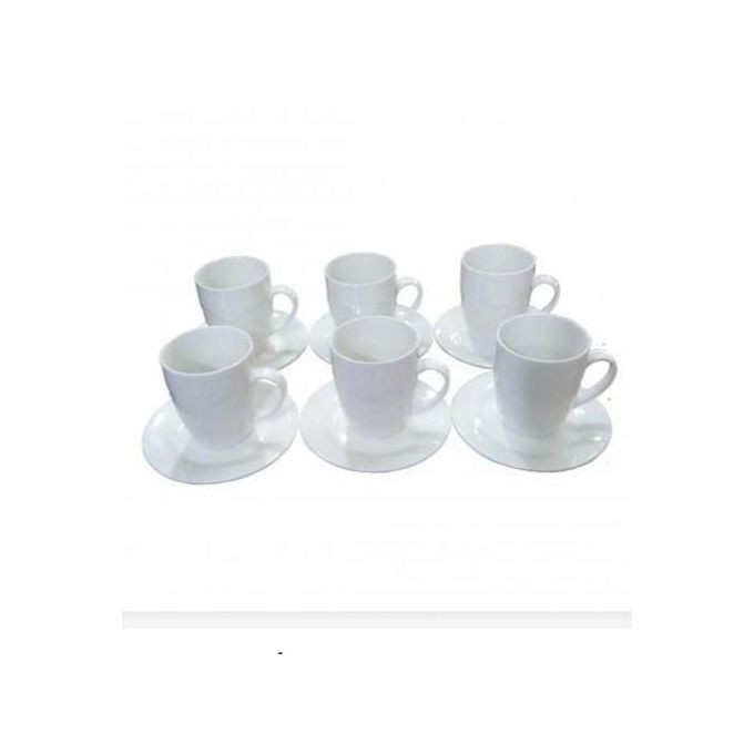 12 Pieces Set Of Cups And Saucers With Unique Design-White