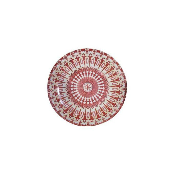 Ceramic 6pcs Round Dinner Plates - Red/White