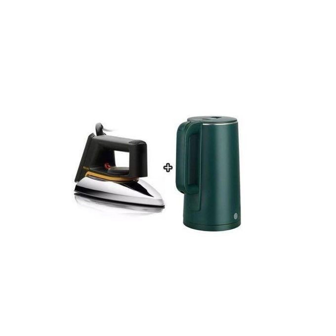 Original Dry Flat Iron & 2L Pearl Light Cordless Electric Kettle - Silver