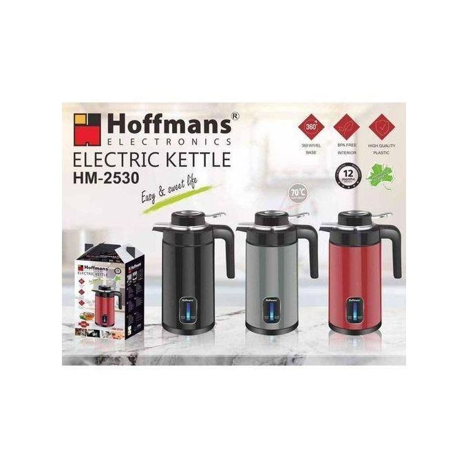 Original Hoffmans Double-Layer Insulation Electric Kettle Stainless Steel Automatic Power Off Household Boiler Cup Can Percolator And Flask-Multicolor