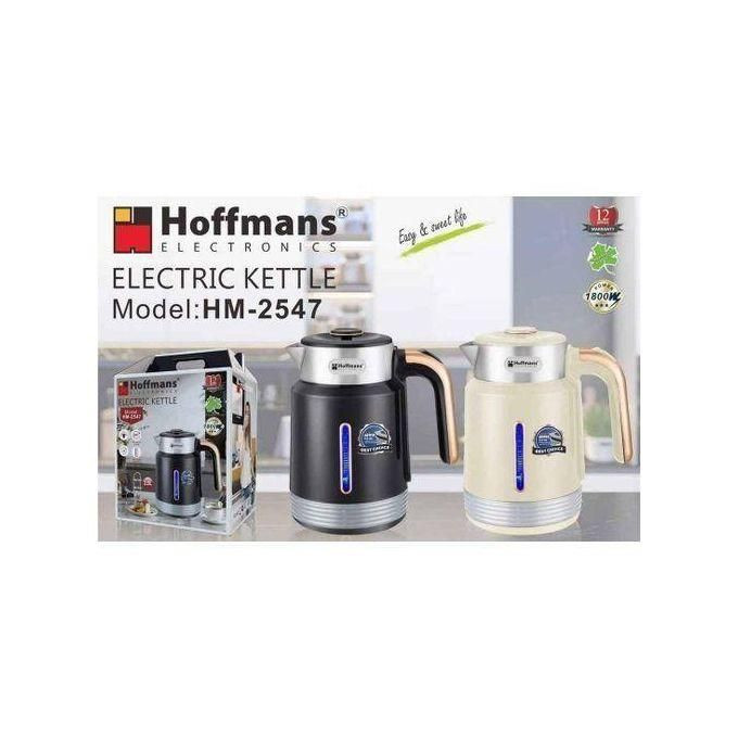 Hoffmans Original Multipurpose Electric Kettle Water And Milk Boiler 2.5 Litres Flask Pot Serving Jar Rapid Boil System- White, Black