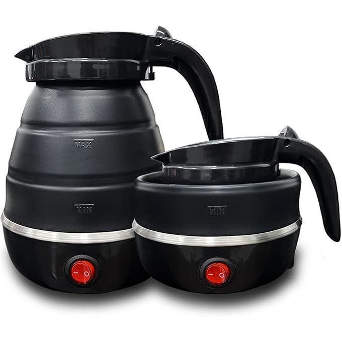 0.7L Folding/Expandable & CollapsibleTravel Silicone Portable Electric Kettle - White/Black