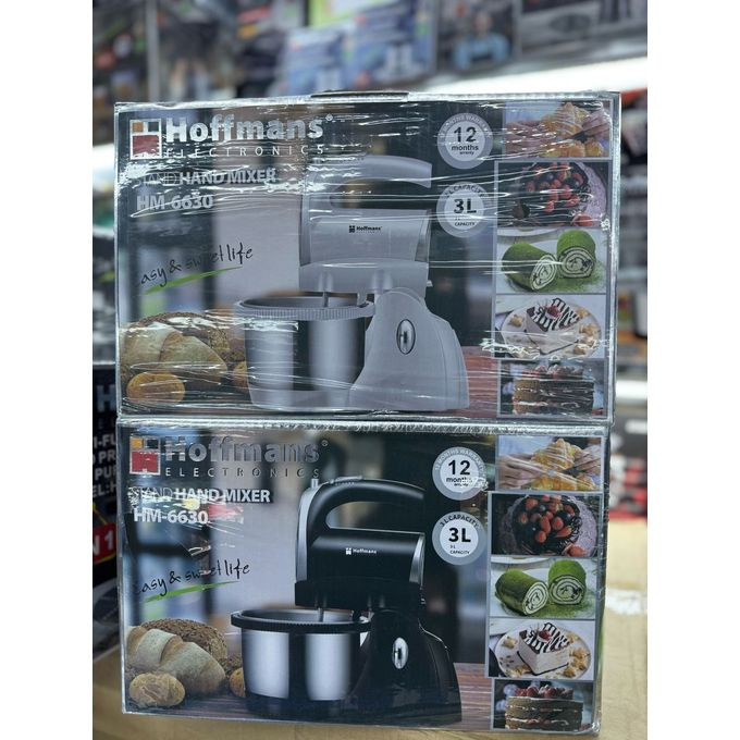 Hoffmans Original 3L 3In1 Stainless Steel Blender Dough Hand Stand Mixer Food Processor-Black, White