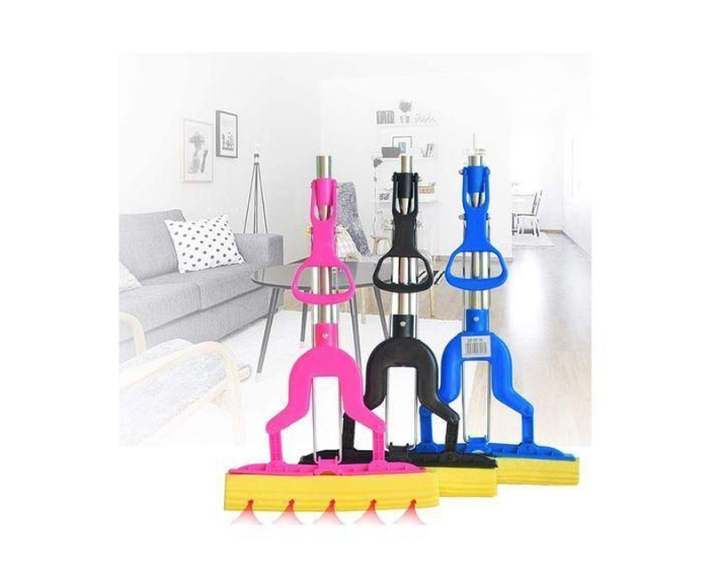 Folding Sponge Mop / Squeeze Mopper With Stainless Steel Handle - Color May V*ry