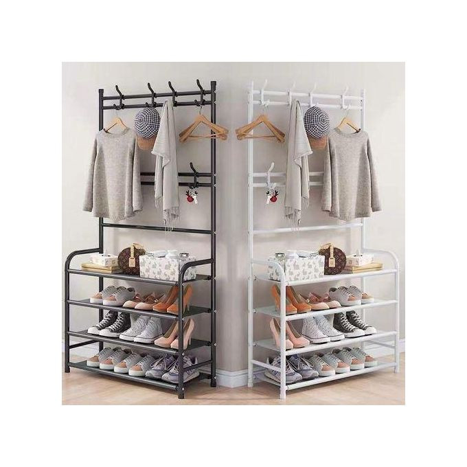 2 in 1 Shoe Rack For Shoe & Cloth Storage - Multicolor