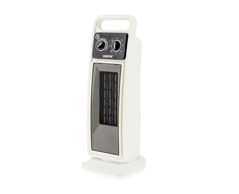 Geepas Ceramic Heater, Portable Electric Space Heater – Mini PTC Fan Heater for Desks & Tables with 2 Heat Settings 1400/2000W - Automatic Oscillation -White