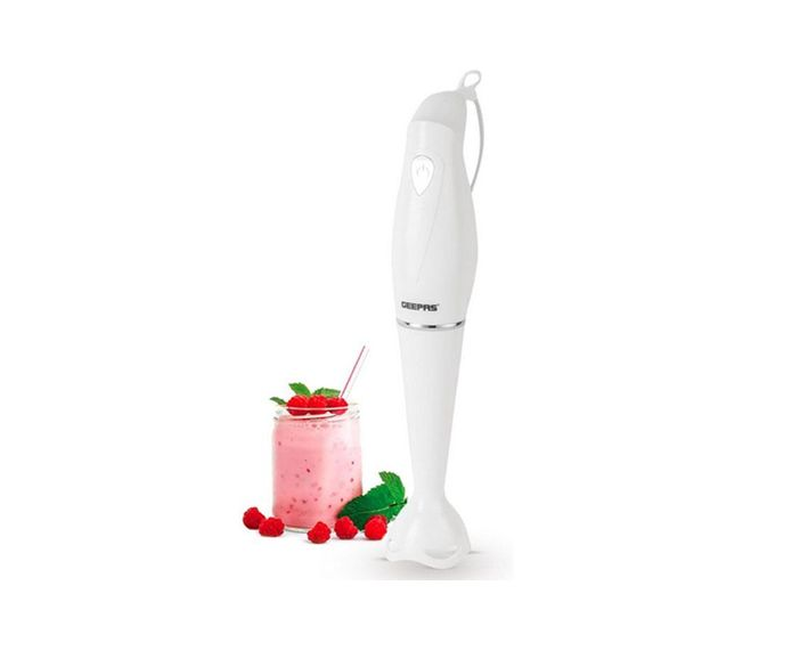 Geepas Electric Hand Blender Ideal for Smoothies, Shakes, Baby Food, Soup, Grinding -MultiIngredients, Food Collection Immersion Vegetables & Fruits - White/Black
