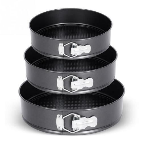 A Set Of 3 Round Non-stick Baking Mould Pans- Black