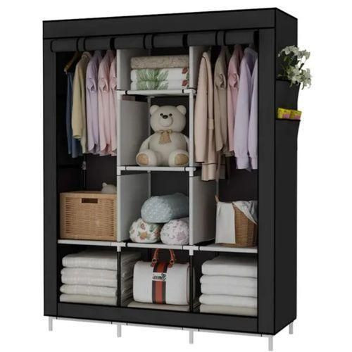 3 Column Cloth Frame Wardrobe Not Assembled. - Multicolor..