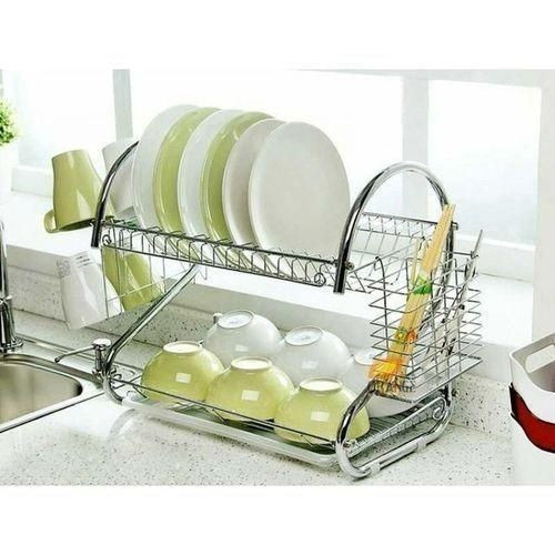Dish Rack Drainer for Utensils & Cutlery - Silver