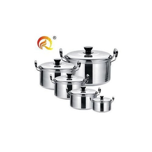 5 Pcs Set Of Stainless Steel Serving Dishes With Covers - Silver/Black....