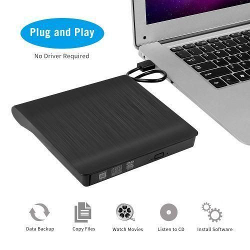 Usb 3.0 Portable Slim External DVD/CD-RW Optical Drive - Black
