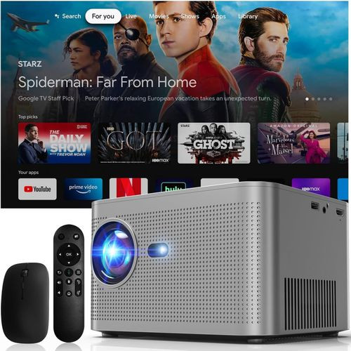 HD Super HY350 H713 BT5.0 HD 1080P Image Movie Video Voice Output Android 11 System 350ANSI FHD Home Theater Video Smarts Projectors Home Cinema- Silver/Grey