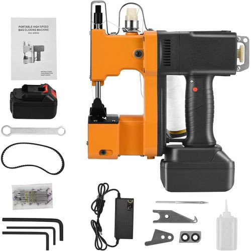 Cordless Bag Closer Sewing Machine Electric Bag Closer Closing Machine Portable High Speed Sewing Stitcher With Thread Cone For Plastic Bag, Portable Sewing Machine Handheld Fabric Stitcher Closer Stitcher For Woven Bags, Snake Bags Rice Bags- Multicolor