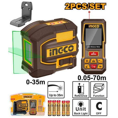 INGCO Laser Level And Distance Measuring Kit - Black