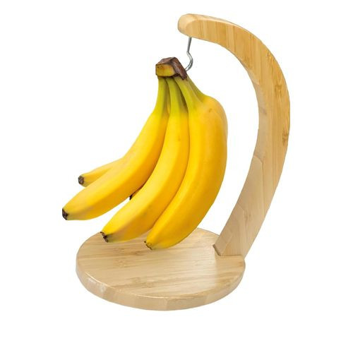 1 PC Bamboo Banana Rack Wood Storage Shelves Wooden Coat Hanger Wire Coat Hangers Banana Rack Stand Fruit Storage Holder Banana Tree Holder Creative Display Basket Stable Hook Rack - Brown