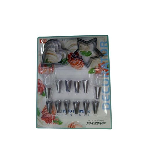 18pcs Set Pastry Icing Piping Nozzles Tips Cake Decoration Making Flower Decor Baking Tool - Silver