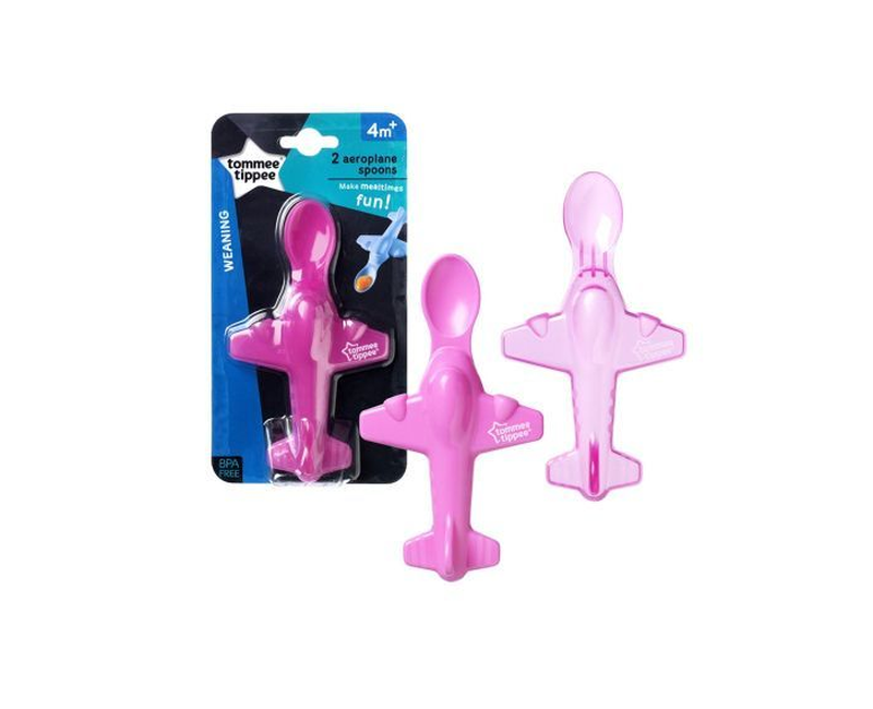 tommee tippee Aeroplane Baby Spoons 2 in The Pack Girls Age 4m+ Bpa Free - Pink